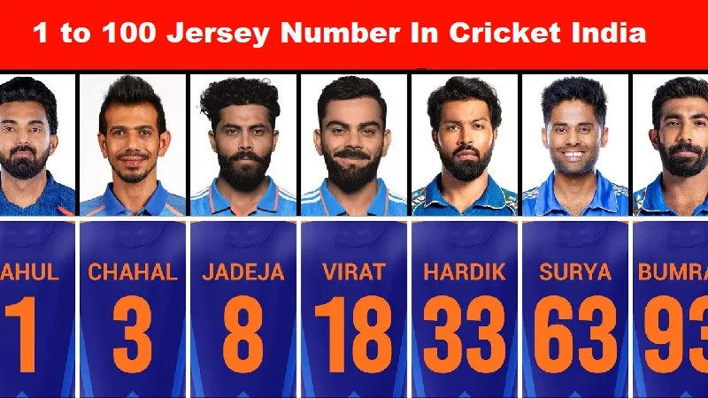 1 to 100 jersey number in cricket India