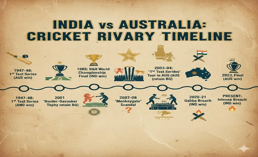 India National Cricket Team vs Australian Men’s Cricket Team Timeline
