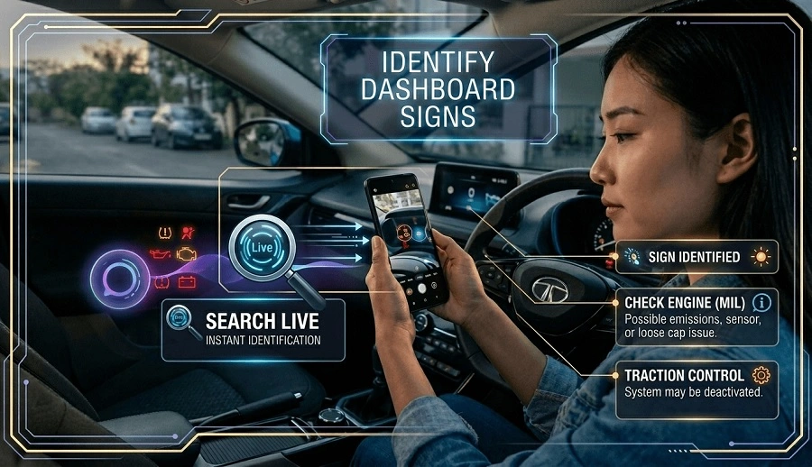 How Do I Use Search Live to Identify the Signs Showing on My Car Dashboard?